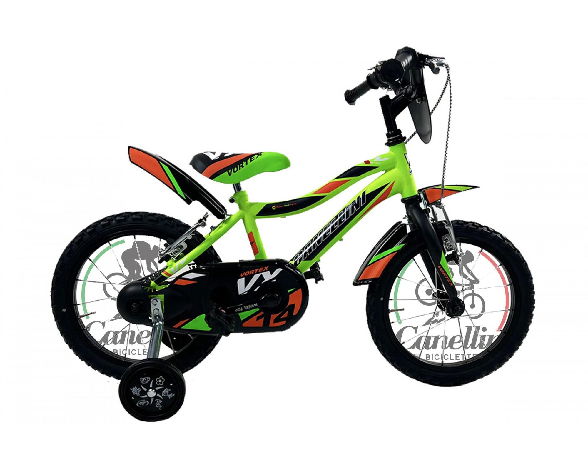 Rower Dziecięcy MTB Canellini VORTEX 14 - Zielony/Czarny/Pomarańczowy
