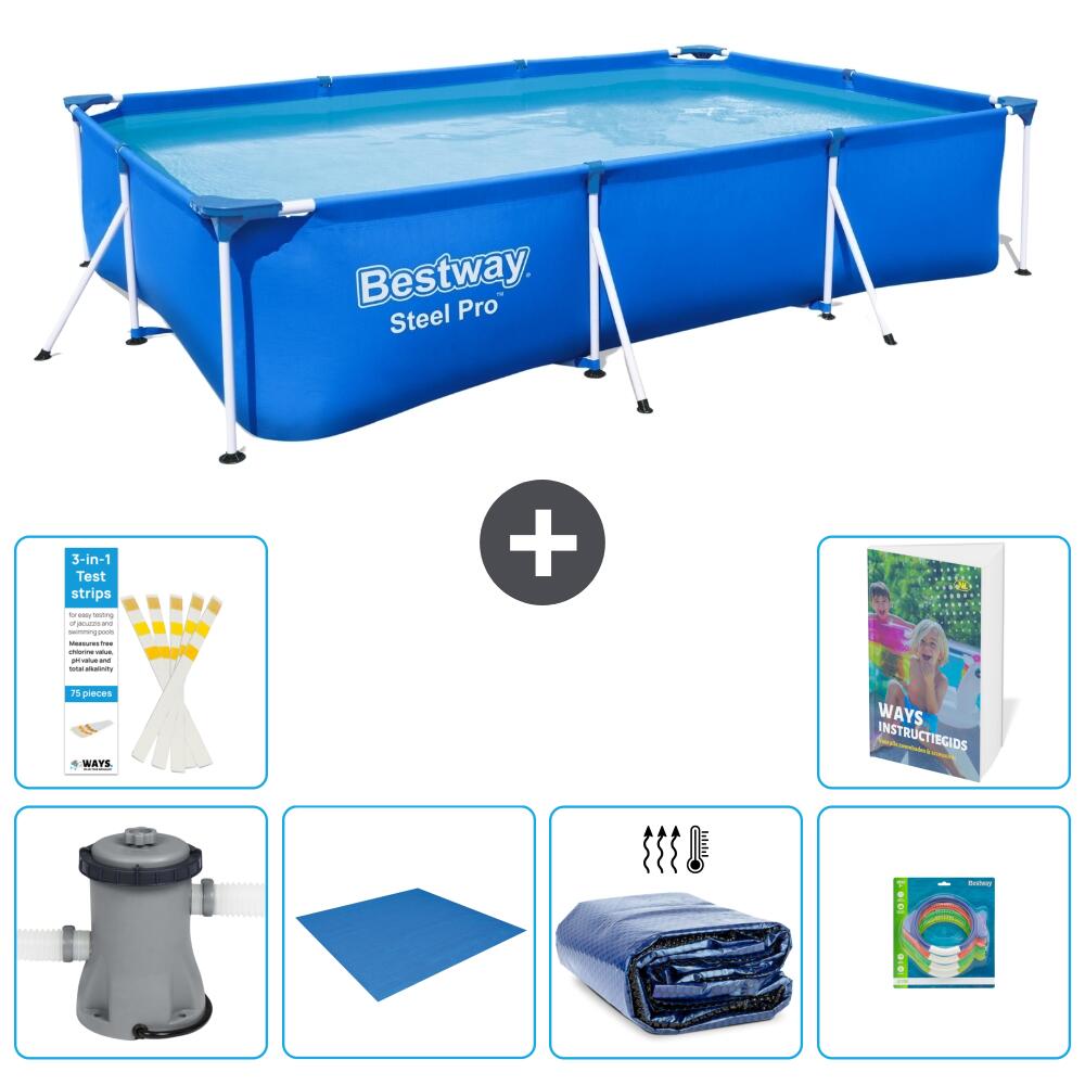 BESTWAY Basen Steel Pro Prostokątny - 300x201x66 cm - 7-częściowy S220