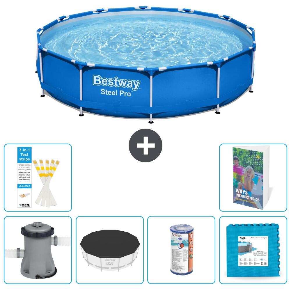 BESTWAY Basen Steel Pro Okrągły - 366x76 cm - 7-częściowy S254
