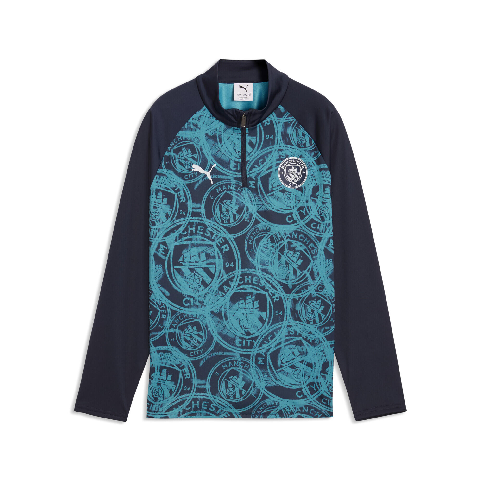 Młodzieżowa koszulka na rozgrzewkę Manchester City z zamkiem 1/4 PUMA