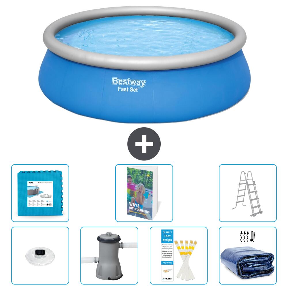BESTWAY Basen Fast Set Okrągły - 457x122 cm - 8-częściowy S500