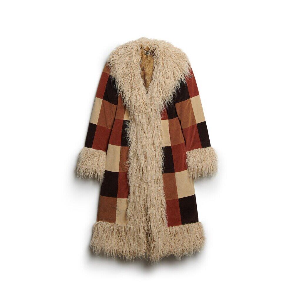 Damski długi płaszcz Superdry Afghan Patchwork