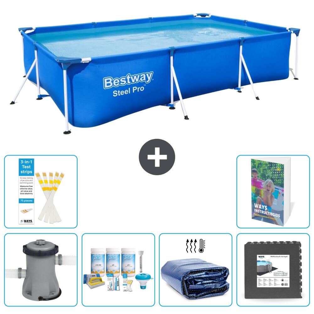BESTWAY Basen Steel Pro Prostokątny - 300x201x66 cm - 7-częściowy S233