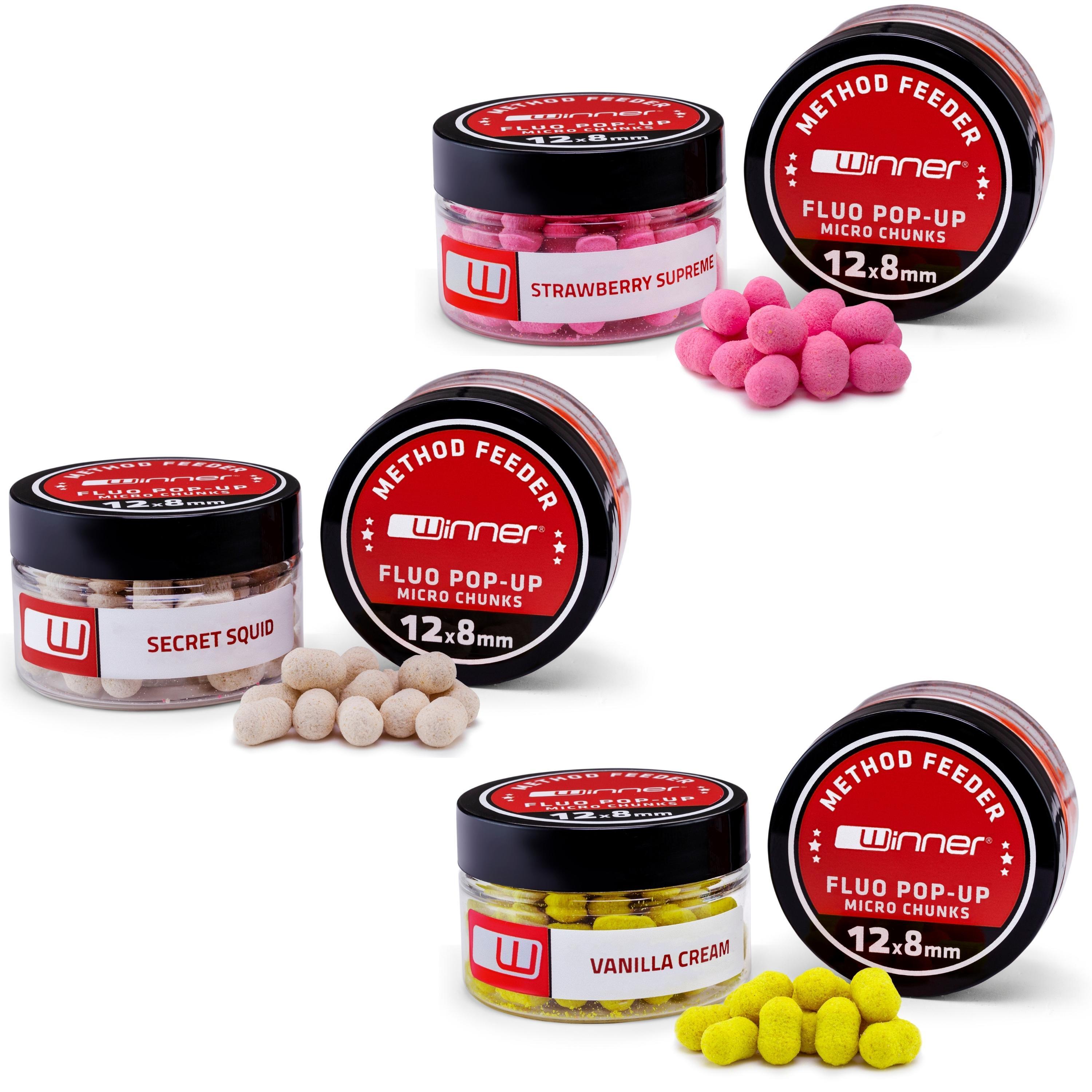 Mikro Fluo Chunks przynęty do metody20g – Zestaw 3 sztuki Mix Smaków