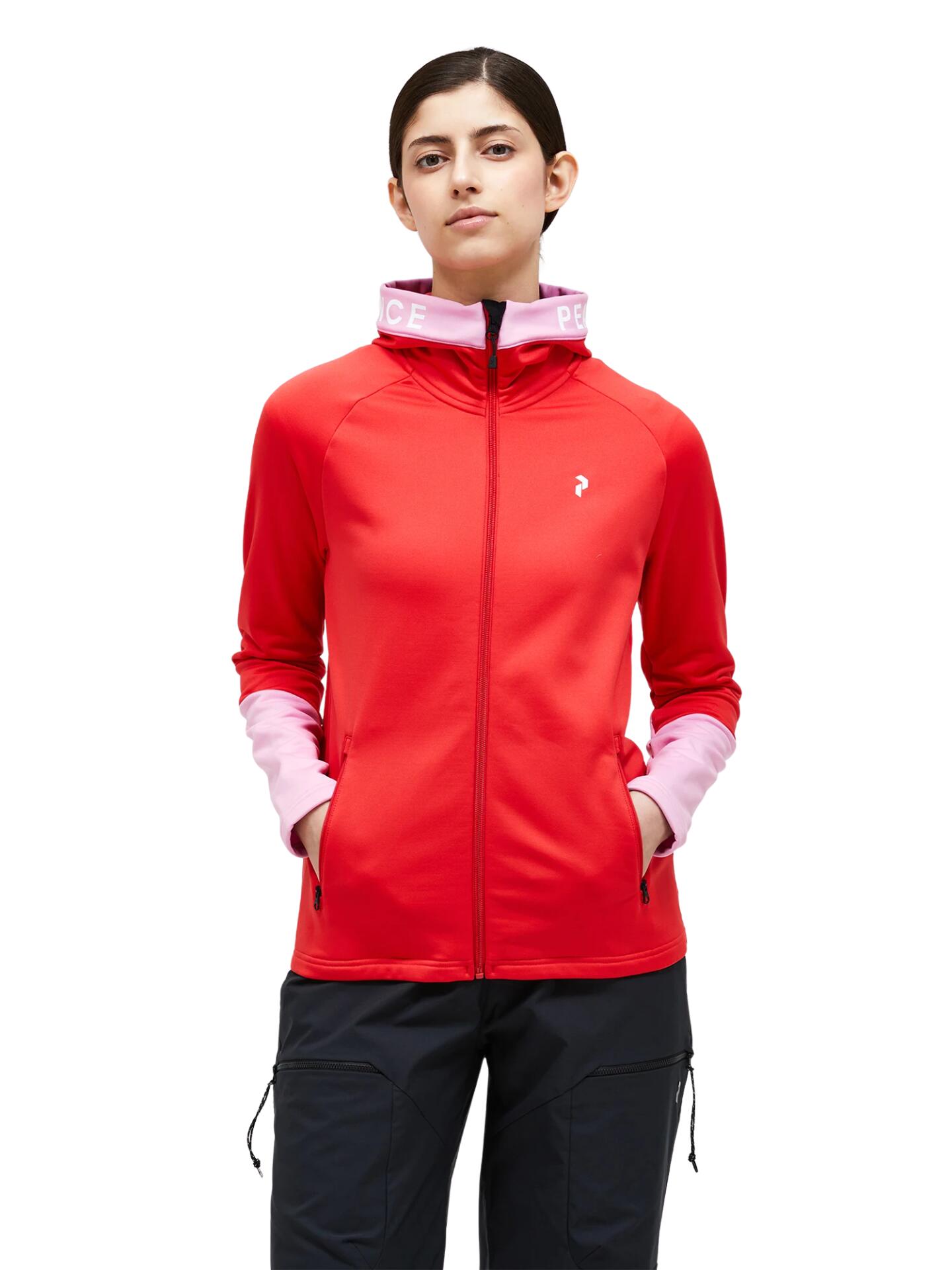 Bluza Peak Performance damska Rider Zip Hood czerwona - L