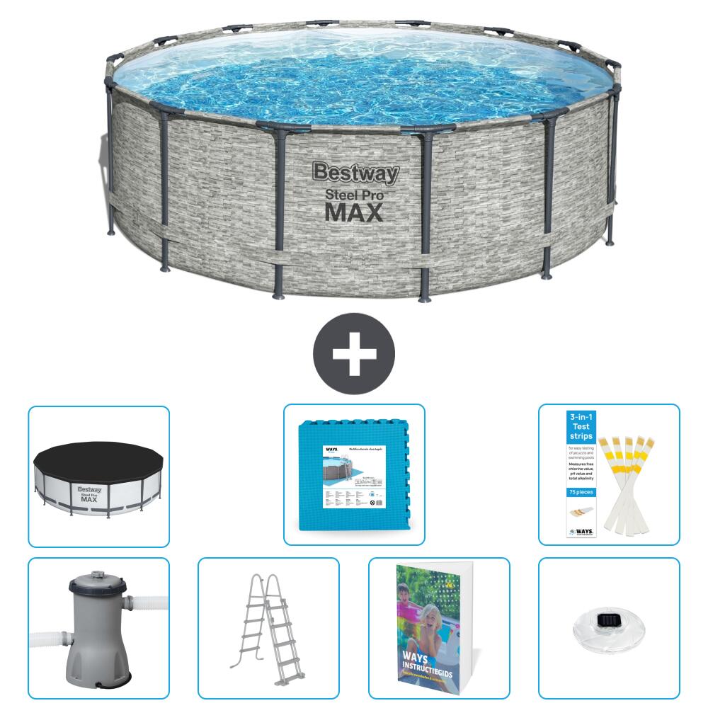 BESTWAY Basen Steel Pro MAX Okrągły - 427x122 cm - 8-częściowy S674