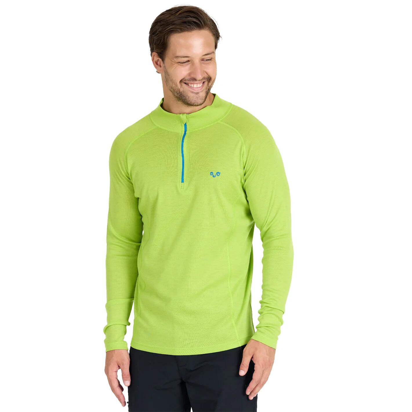 Astro - męska koszulka 100% wełna merino z zamkiem YKK (195 g/m²) XL, Limonkowy