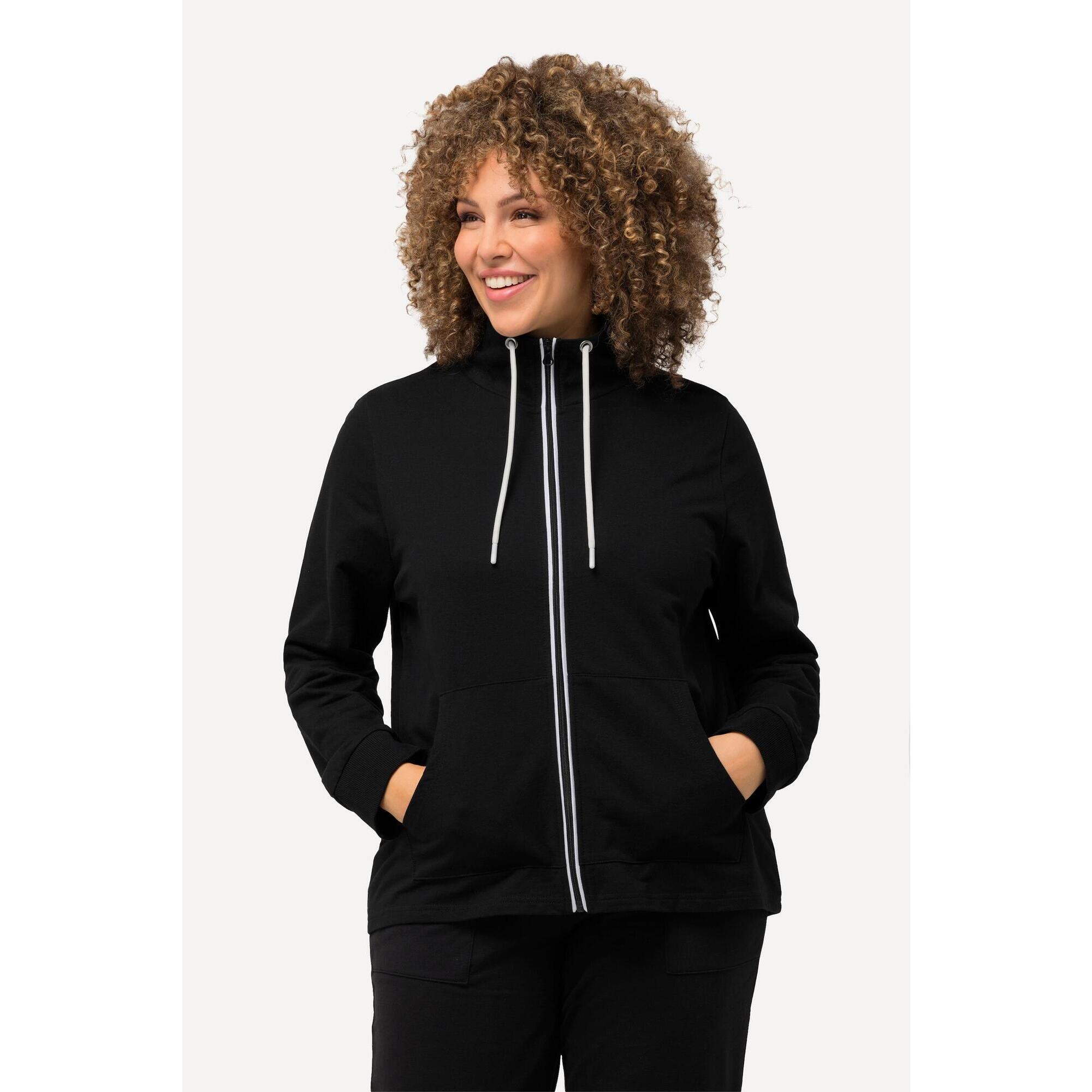 Damskie Bluza rozpinana stójka kieszeń kangurka dłuższy tył