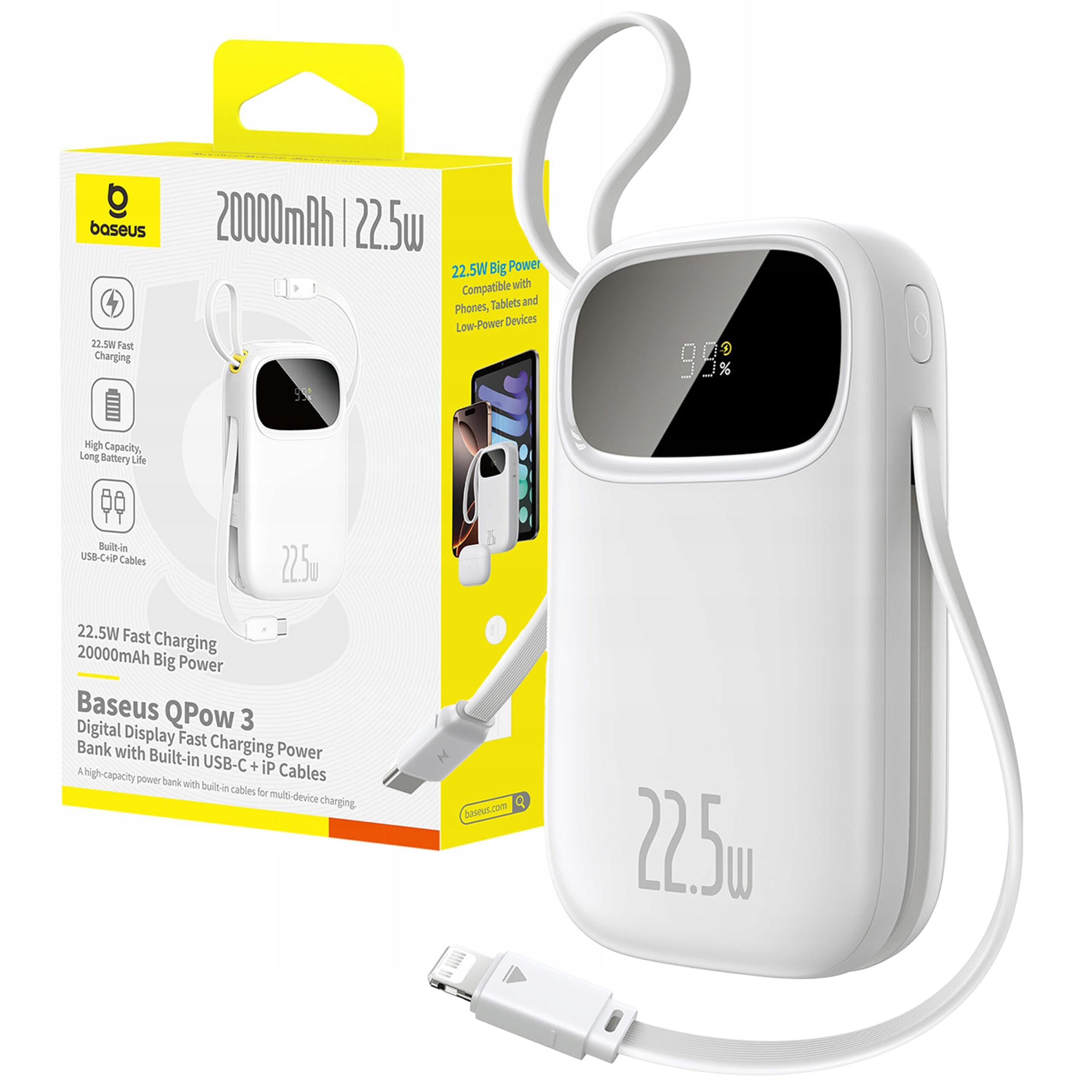 Powerbank Baseus 20000mAh 22.5W USB-C USB-A lightning