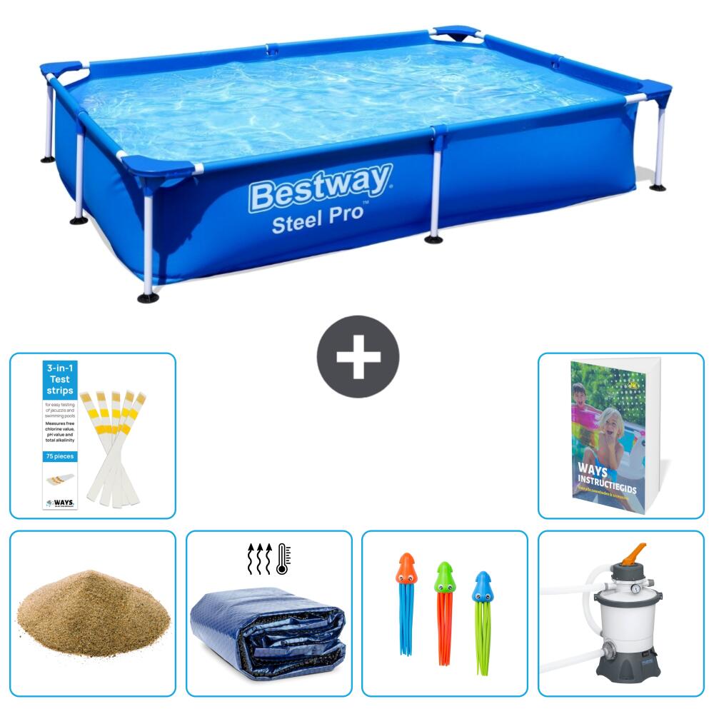 BESTWAY Basen Steel Pro Prostokątny - 221x150x43 cm - 7-częściowy S36