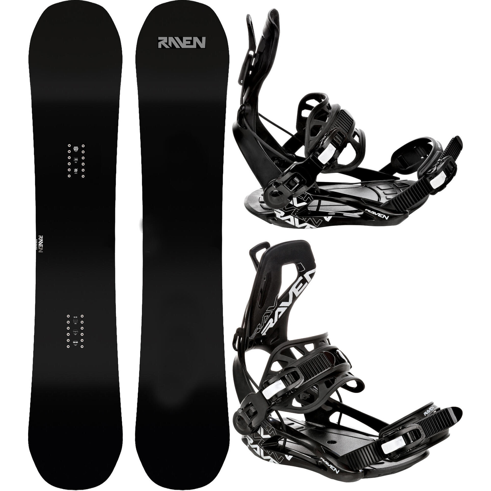 Zestaw Deska snowboardowa Raven Pure Black + wiązania Raven FT450