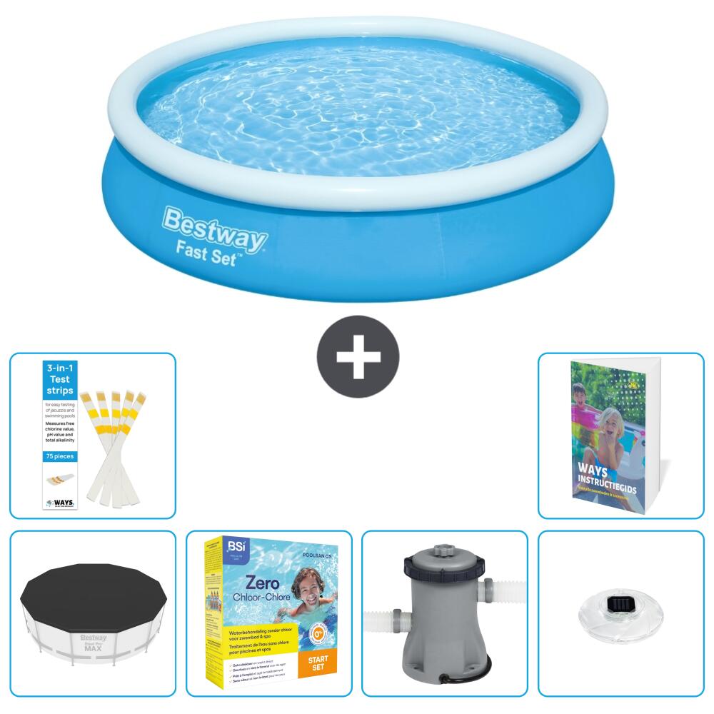 BESTWAY Basen Fast Set Okrągły - 366x76 cm - 7-częściowy S4