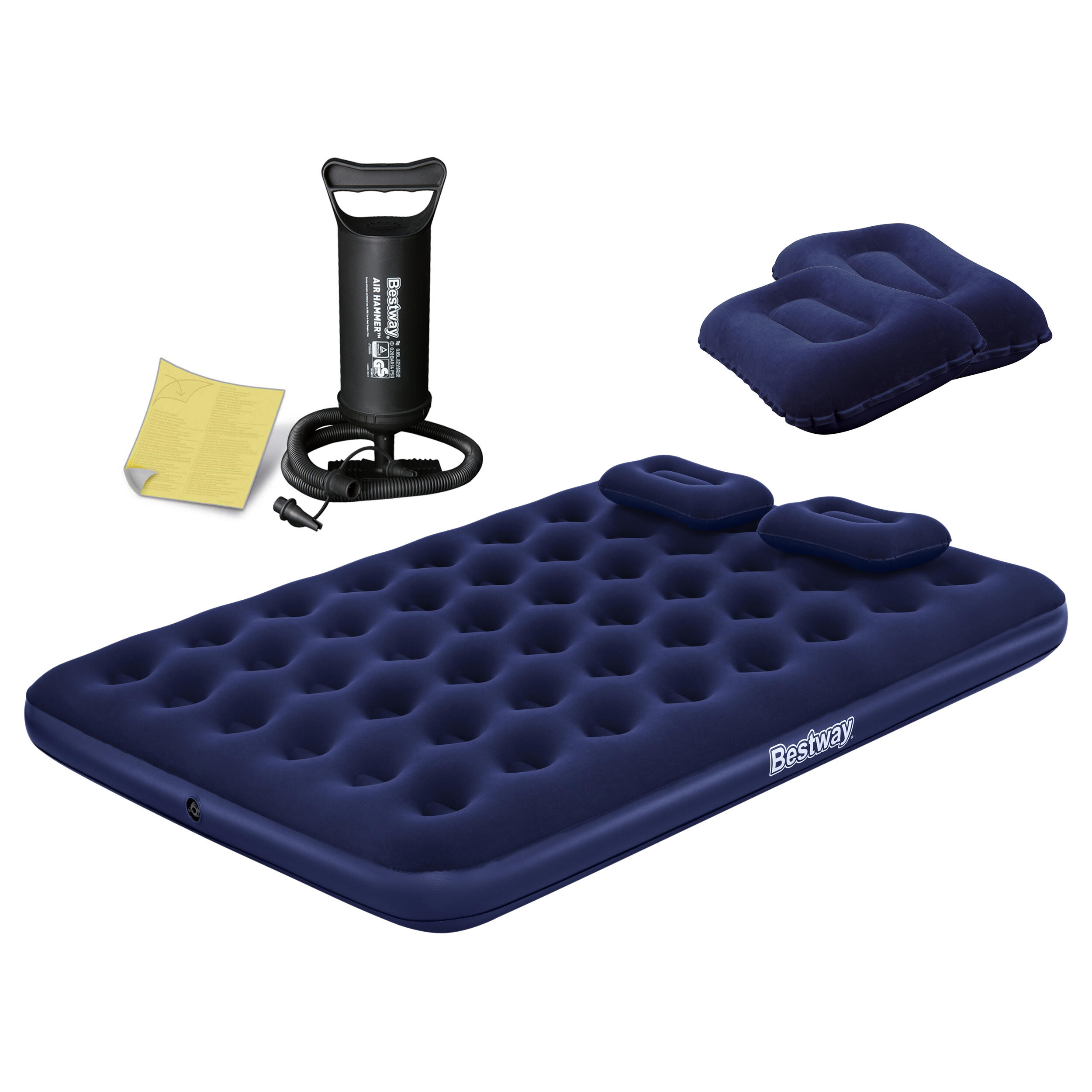 Materac welurowy z pompką poduszkami Bestway 203 x 152 x 22 cm