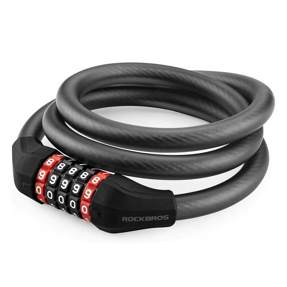 Zamek rowerowy na kod Rockbros RKS507-1BK 1,8 m - czarny