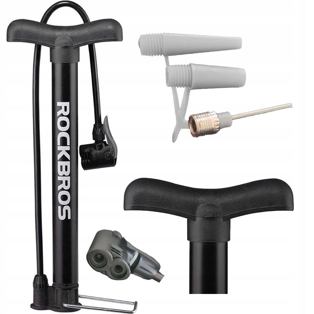 Pompka stacjonarna Rockbros aluminiowa z adapterami czarna max 8 bar AV/DV/SV