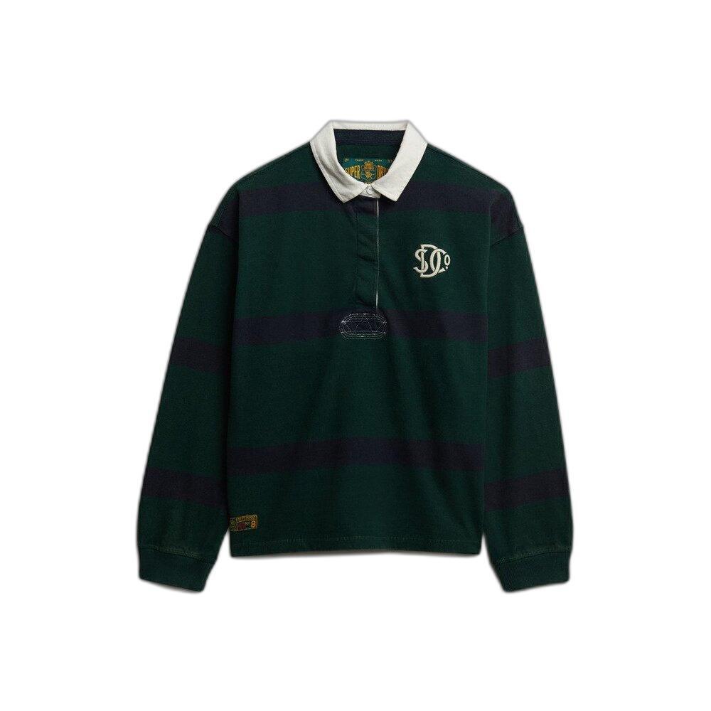 Koszulka polo damska z długim rękawem w paski Superdry Heritage