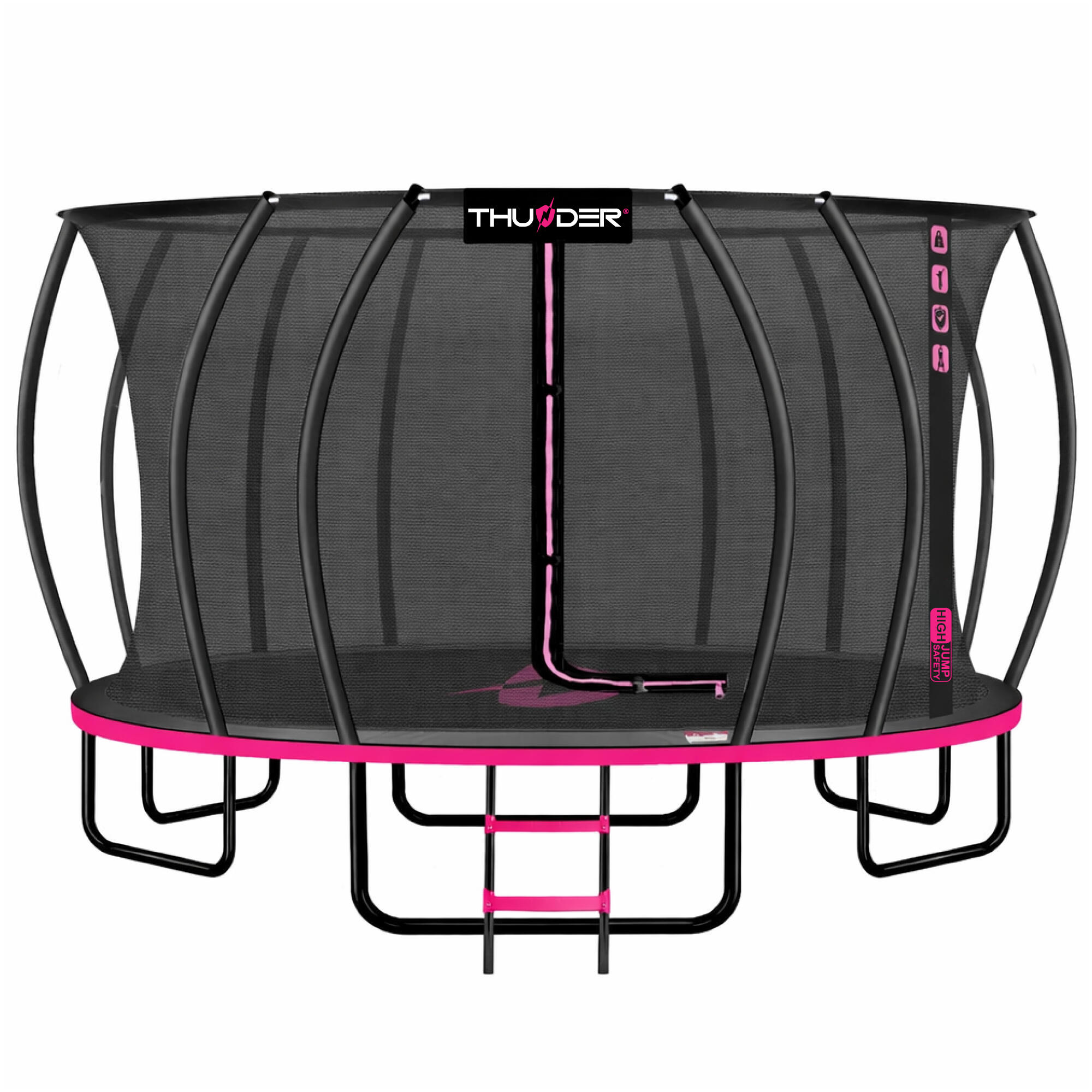 Trampolina ogrodowa dla dzieci z siatką THUNDER INSIDE-ULTRA 16FT 488cm PINK