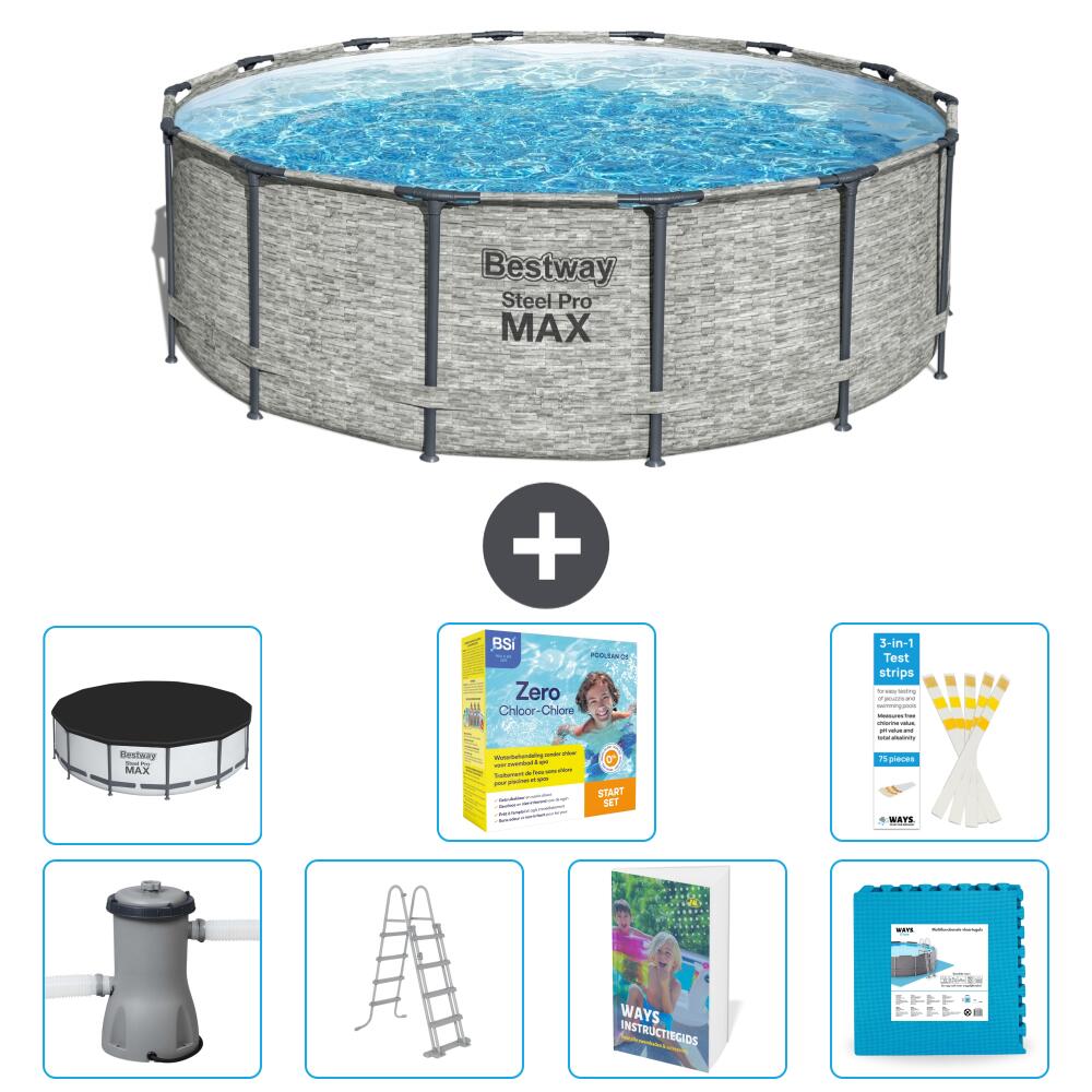 BESTWAY Basen Steel Pro MAX Okrągły - 427x122 cm - 8-częściowy S566