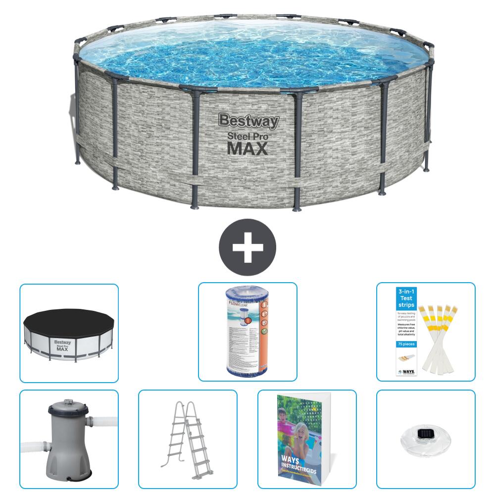 BESTWAY Basen Steel Pro MAX Okrągły - 427x122 cm - 8-częściowy S622