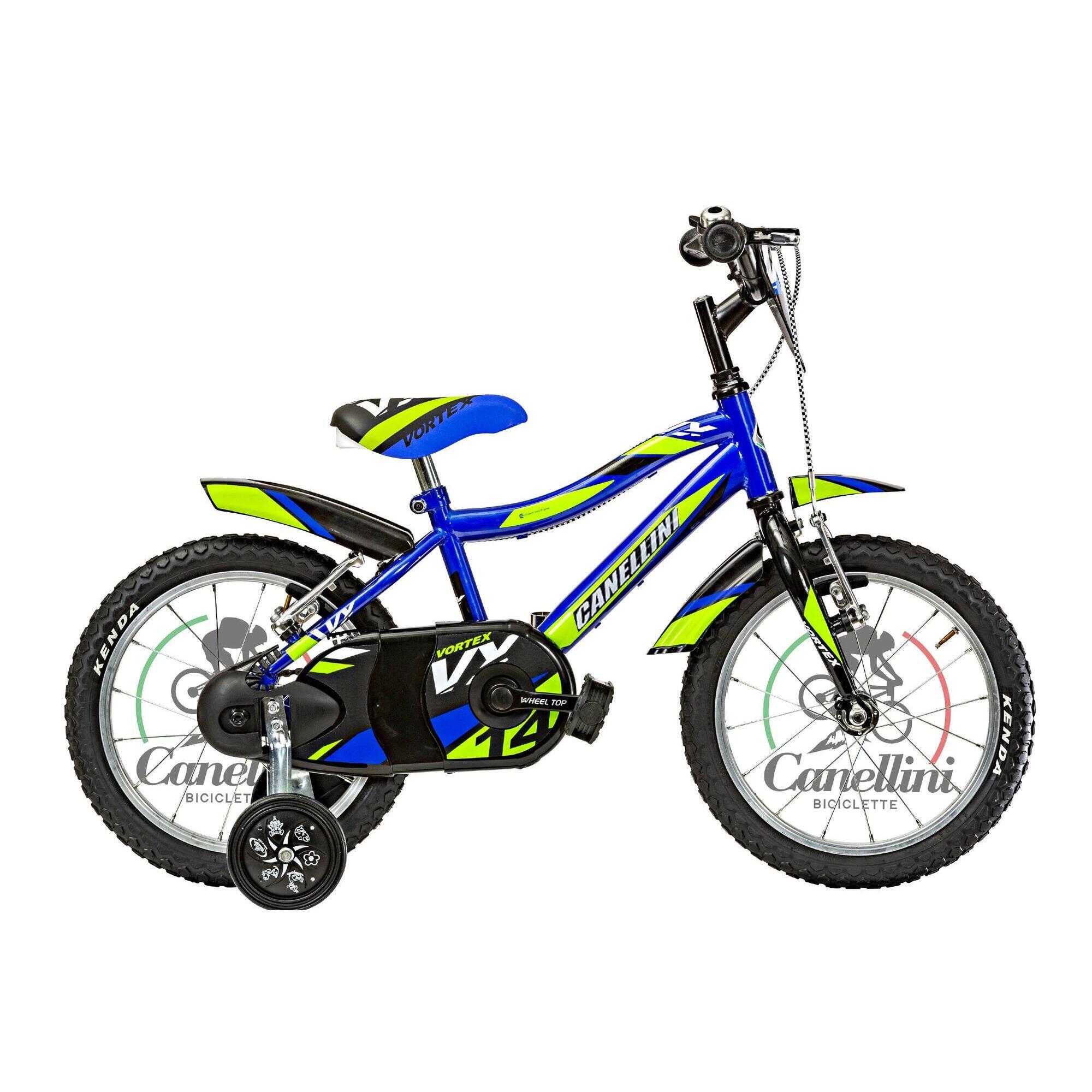 Rower Dziecięcy MTB Canellini VORTEX 14 - Niebieski/Zielony/Czarny