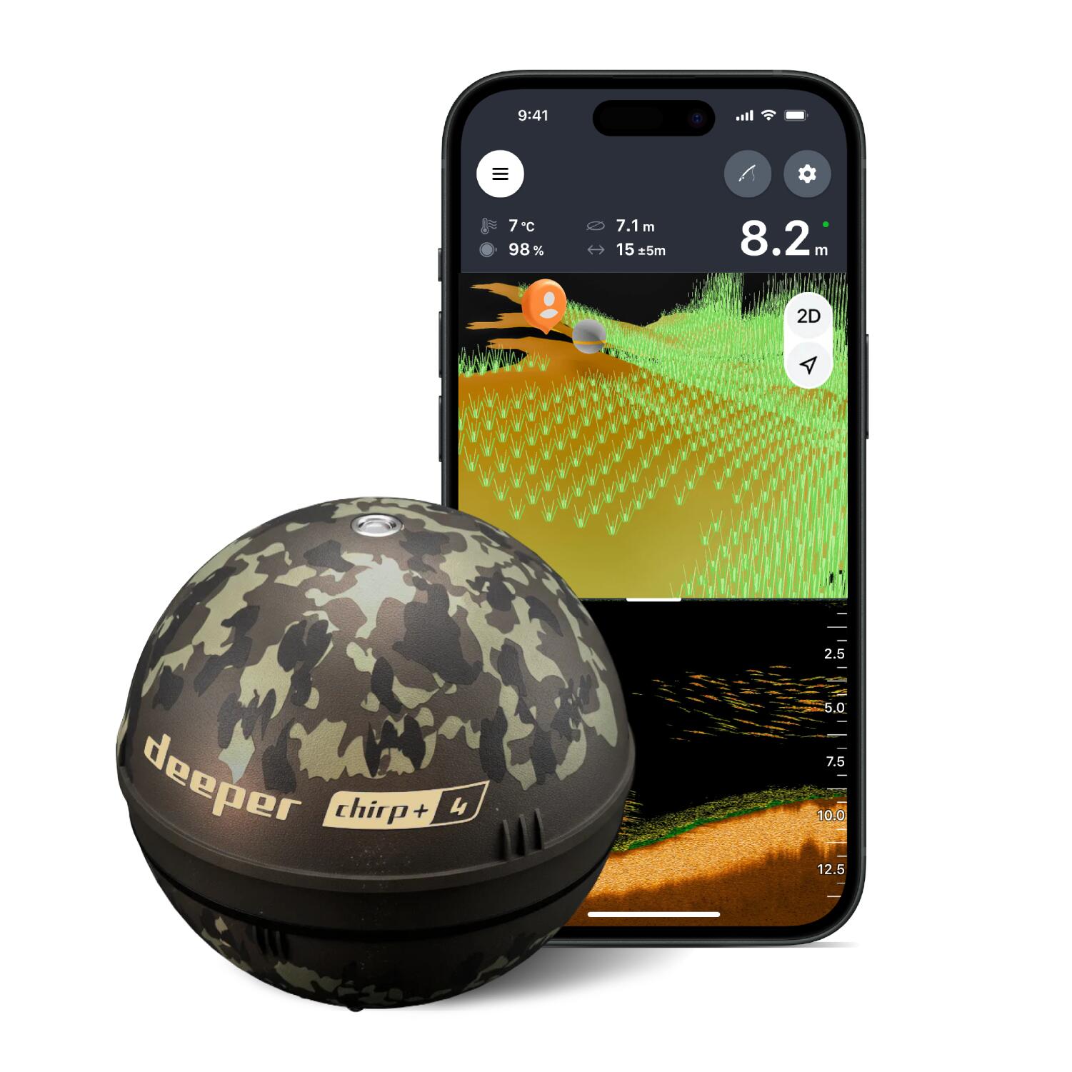 Deeper CHIRP+ 4 Sonda Rybacka AI z GPS – Przenośny sonar do wędkarstwa
