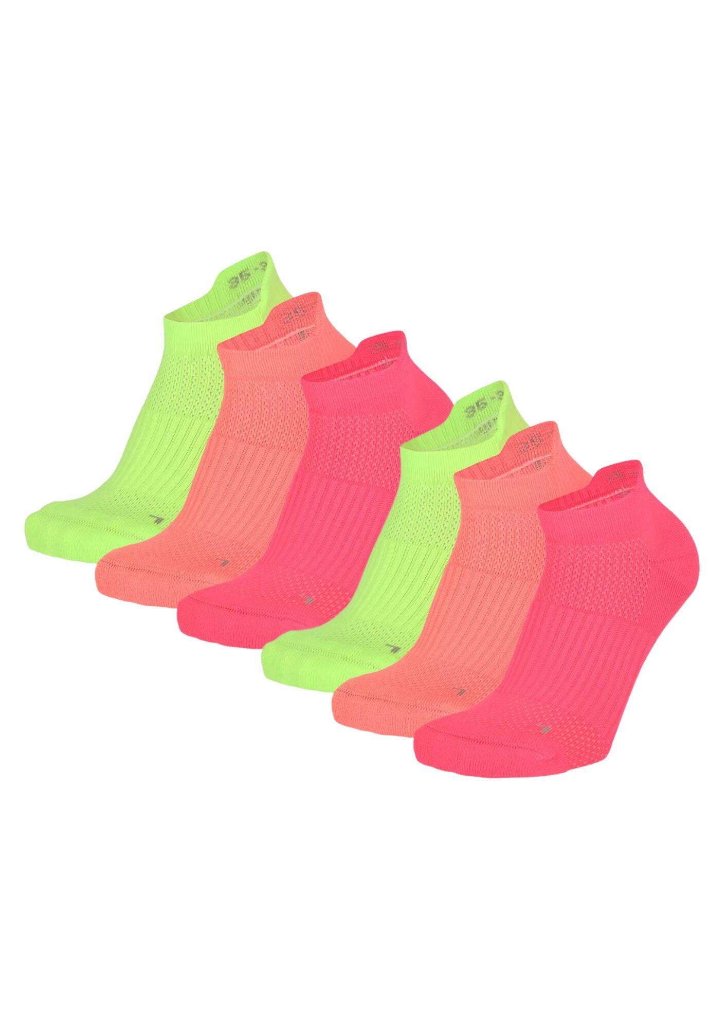 Skarpety Fitness unisex Sneaker – 6 szt. – Multi Neon