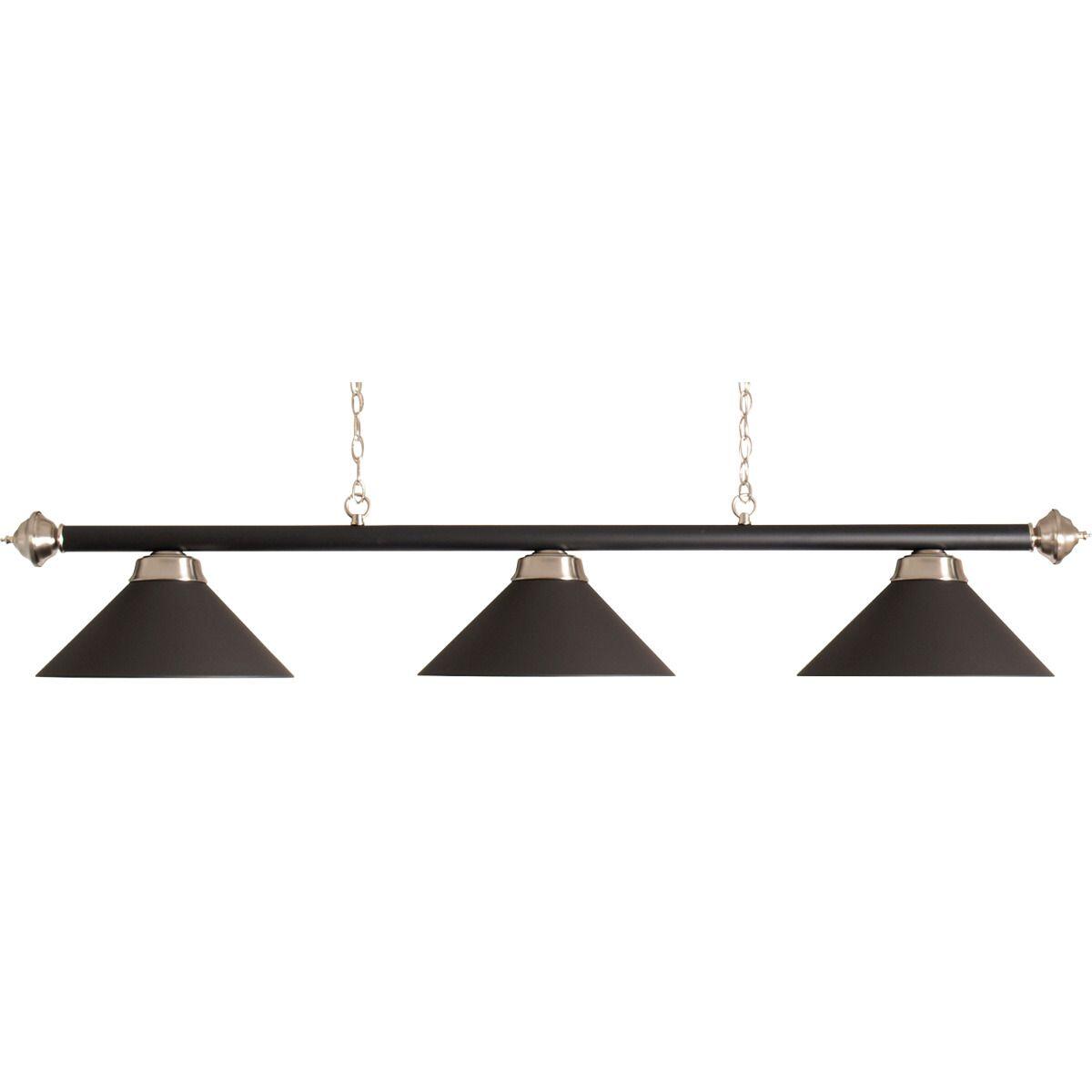 Lampa bilardowa z 3 kloszami – Matowa czerń