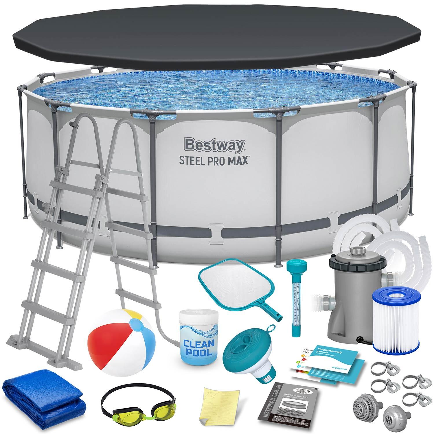 Basen stelażowy ogrodowy Bestway 56420 okrągły rodzinny 366x122 cm 18w1 Full