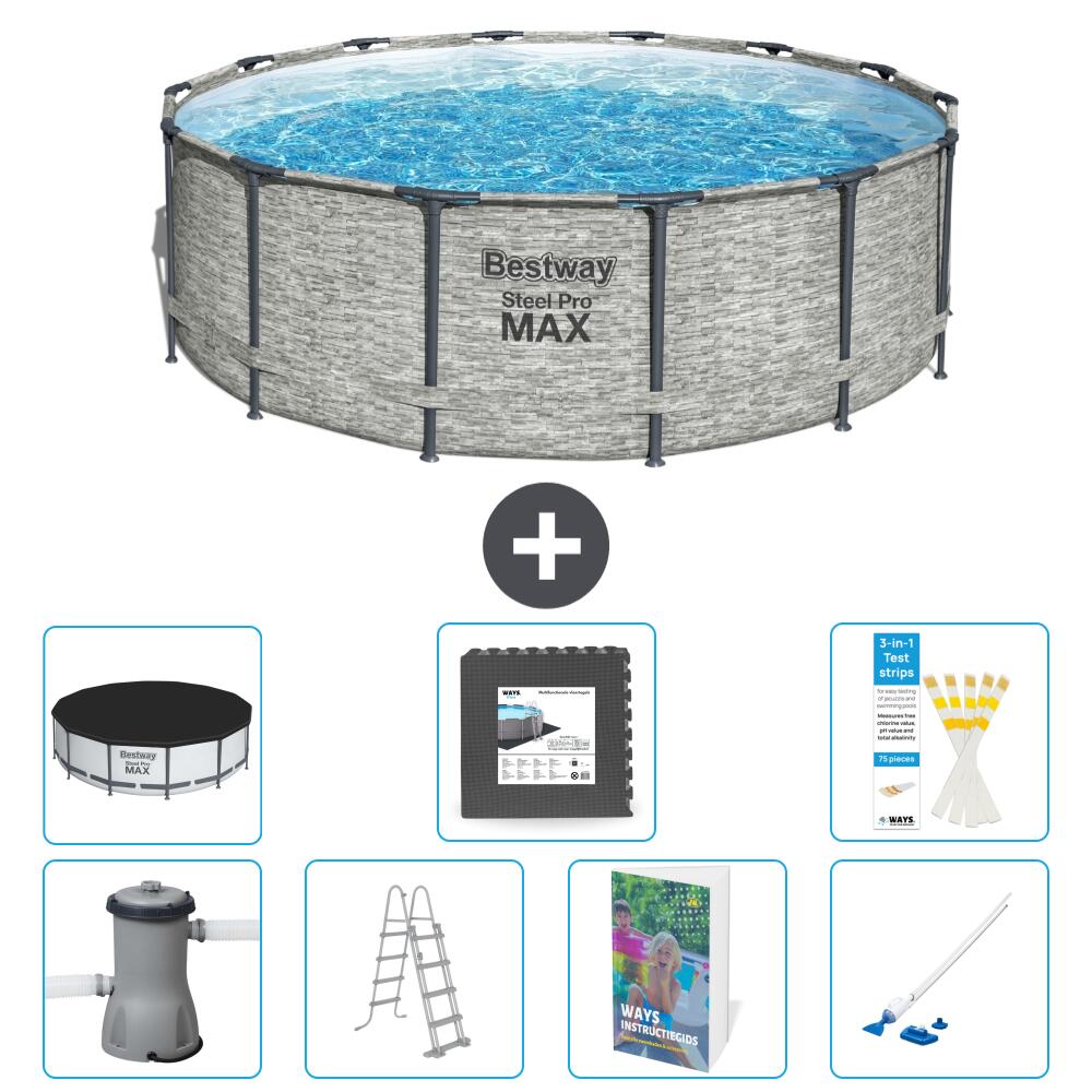 BESTWAY Basen Steel Pro MAX Okrągły - 427x122 cm - 8-częściowy S610