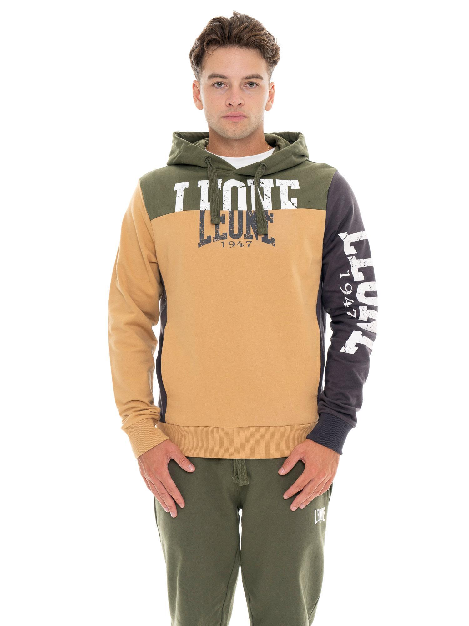 Męska zimowa bluza z kapturem i dużym logo Leone 1947 Color Block