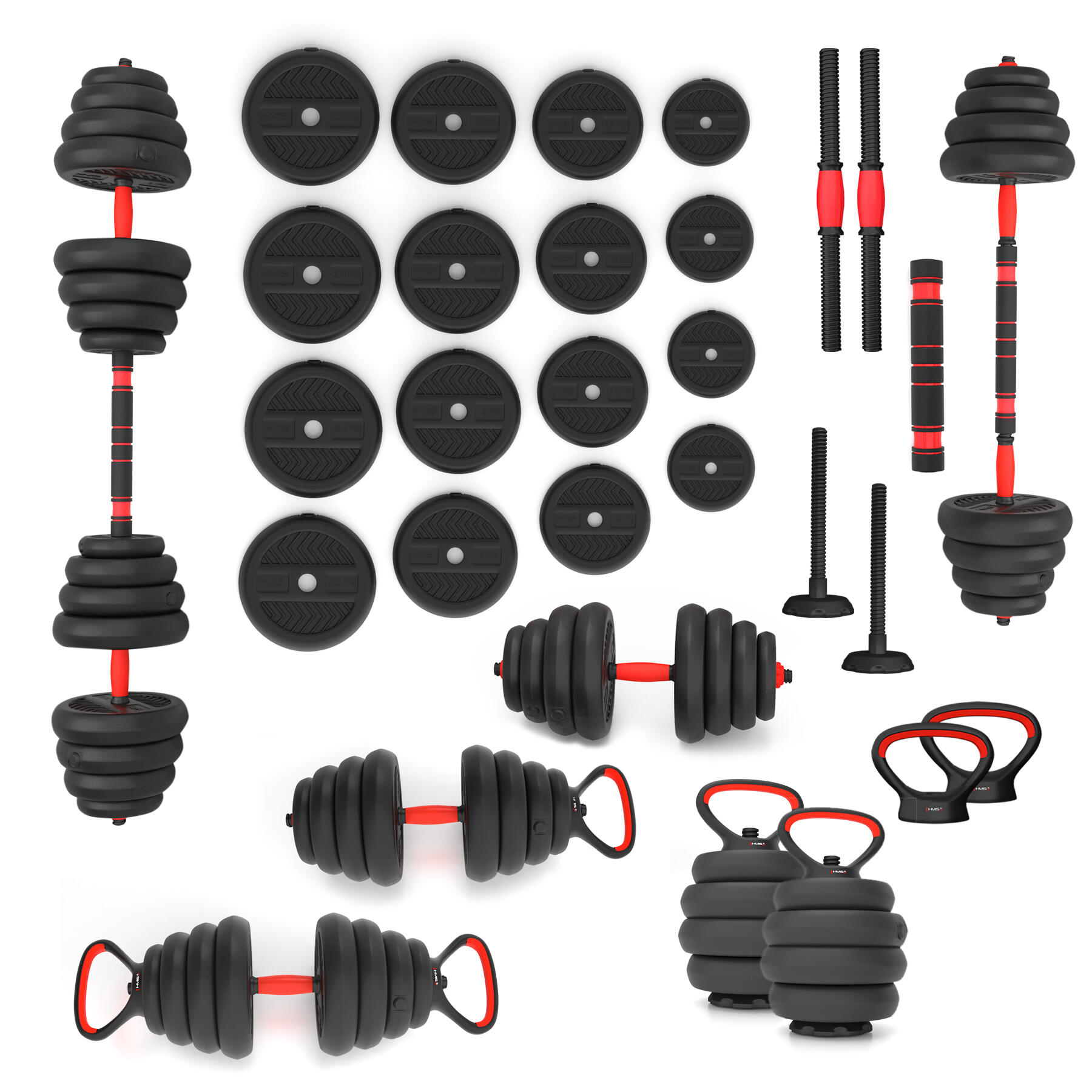 Zestaw ciężarów hantle/sztanga/kettlebell SET 6w1 HMS SGN