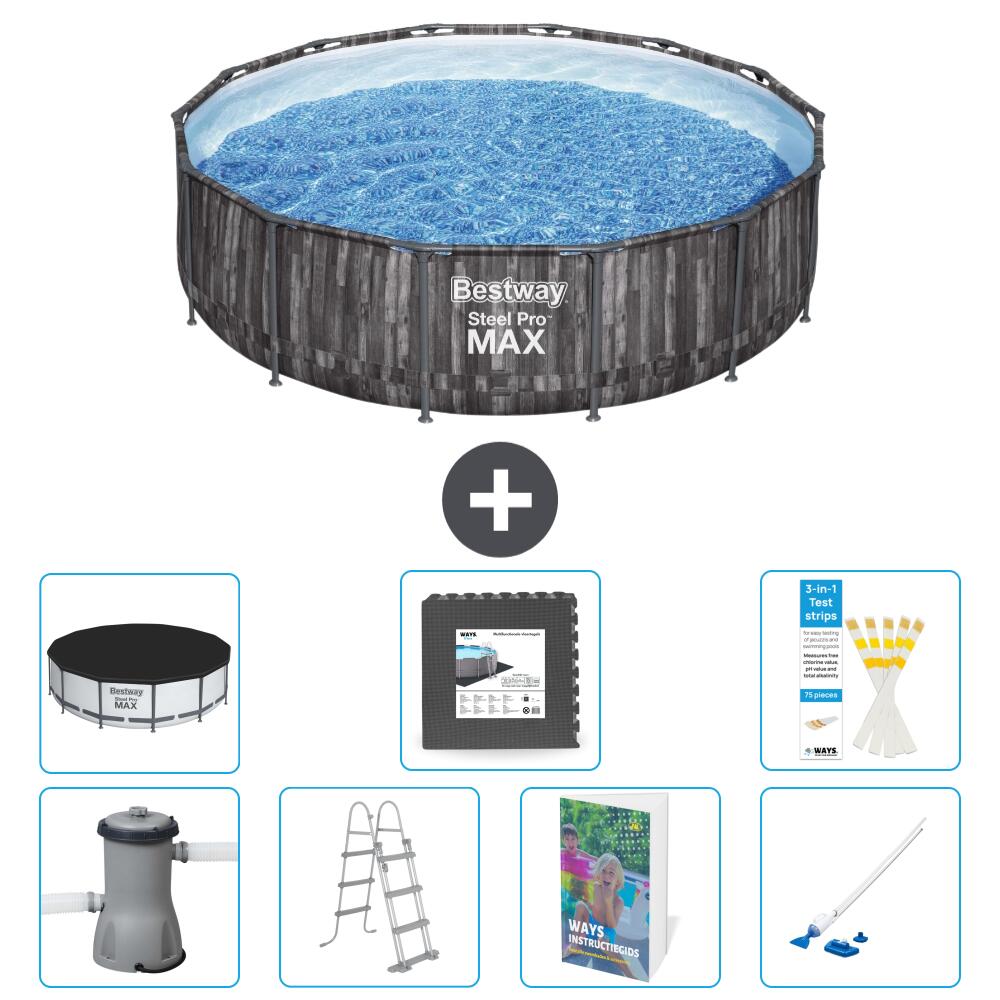 BESTWAY Basen Steel Pro MAX Okrągły - 427x107 cm - 8-częściowy S610