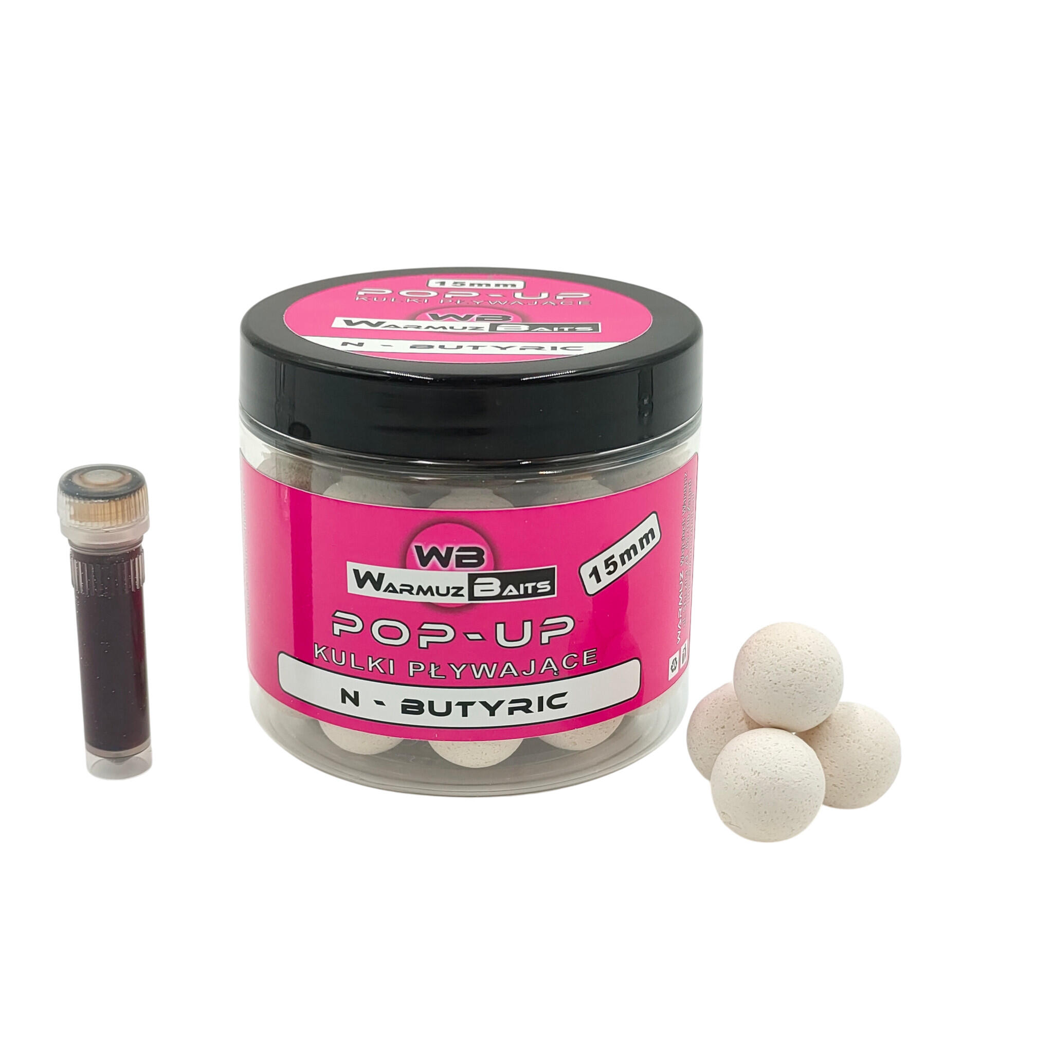 Kulki Pływające Pop Up 15mm + dopalacz Warmuz Baits 200ml N BUTYRIC