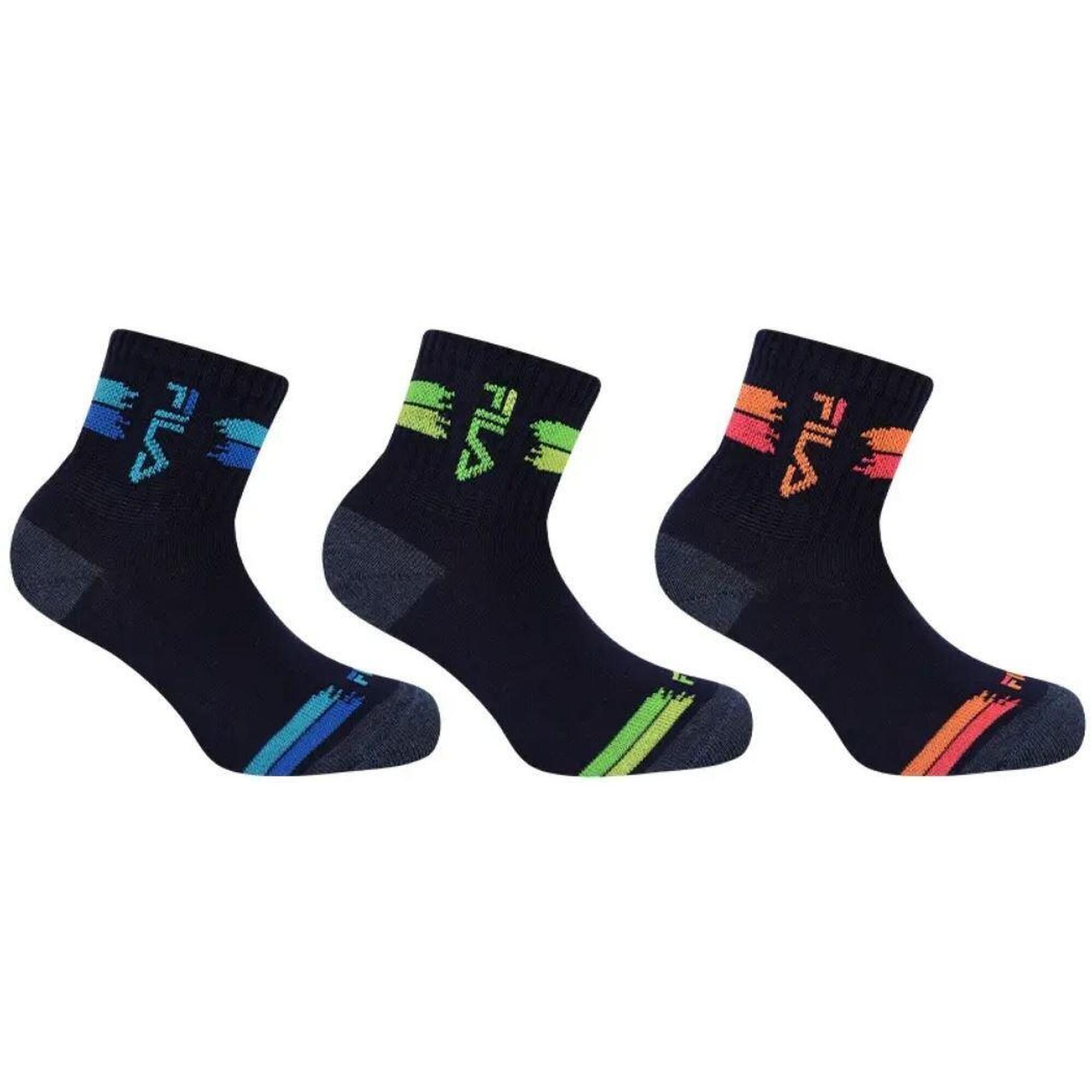 Fila Skarpetki 3-pack Junior Quarter Granat/Czarny 23-26