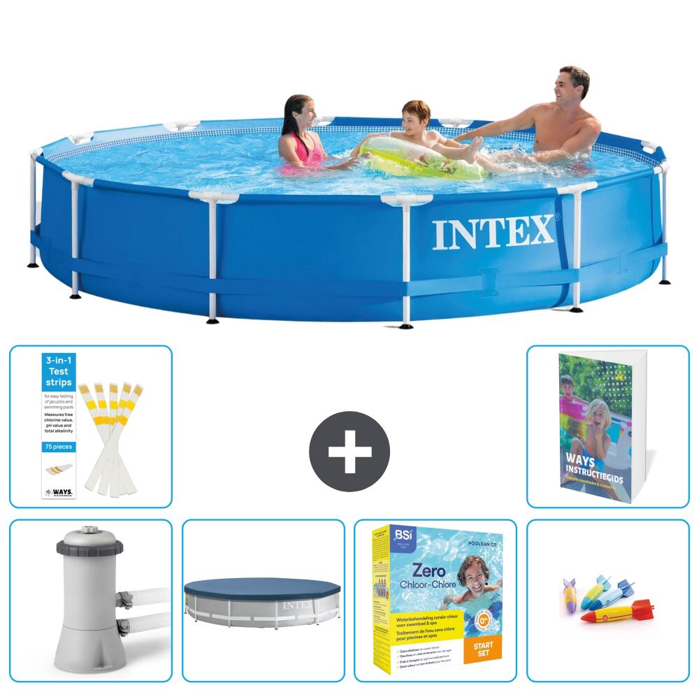 INTEX Basen ze stelażem Okrągły - 366x76 cm - 7-częściowy S231