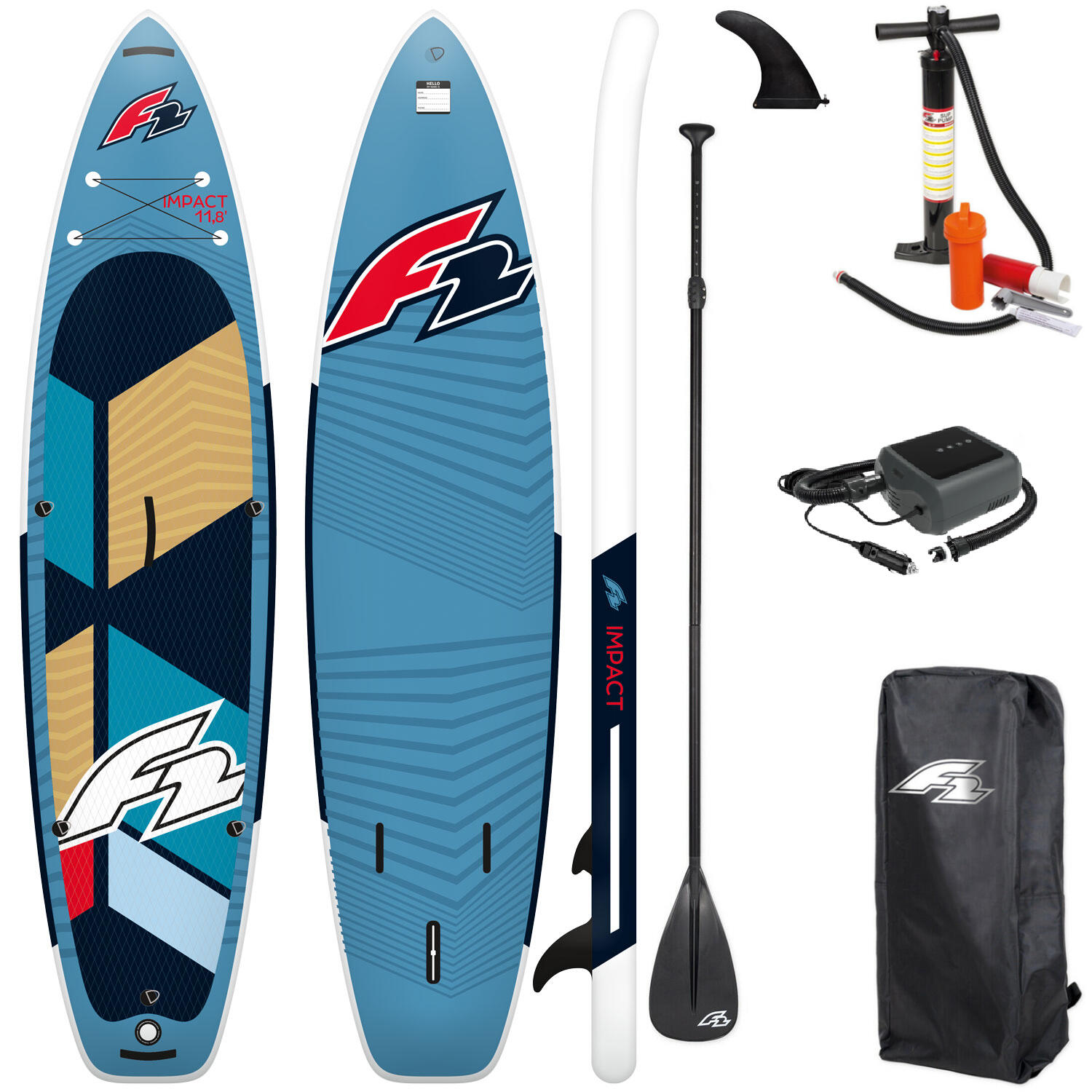 DESKA SUP POMPOWANA F2 IMPACT 10'8'' 325 CM + ELEKTRYCZNA POMPKA PBG 6 12V