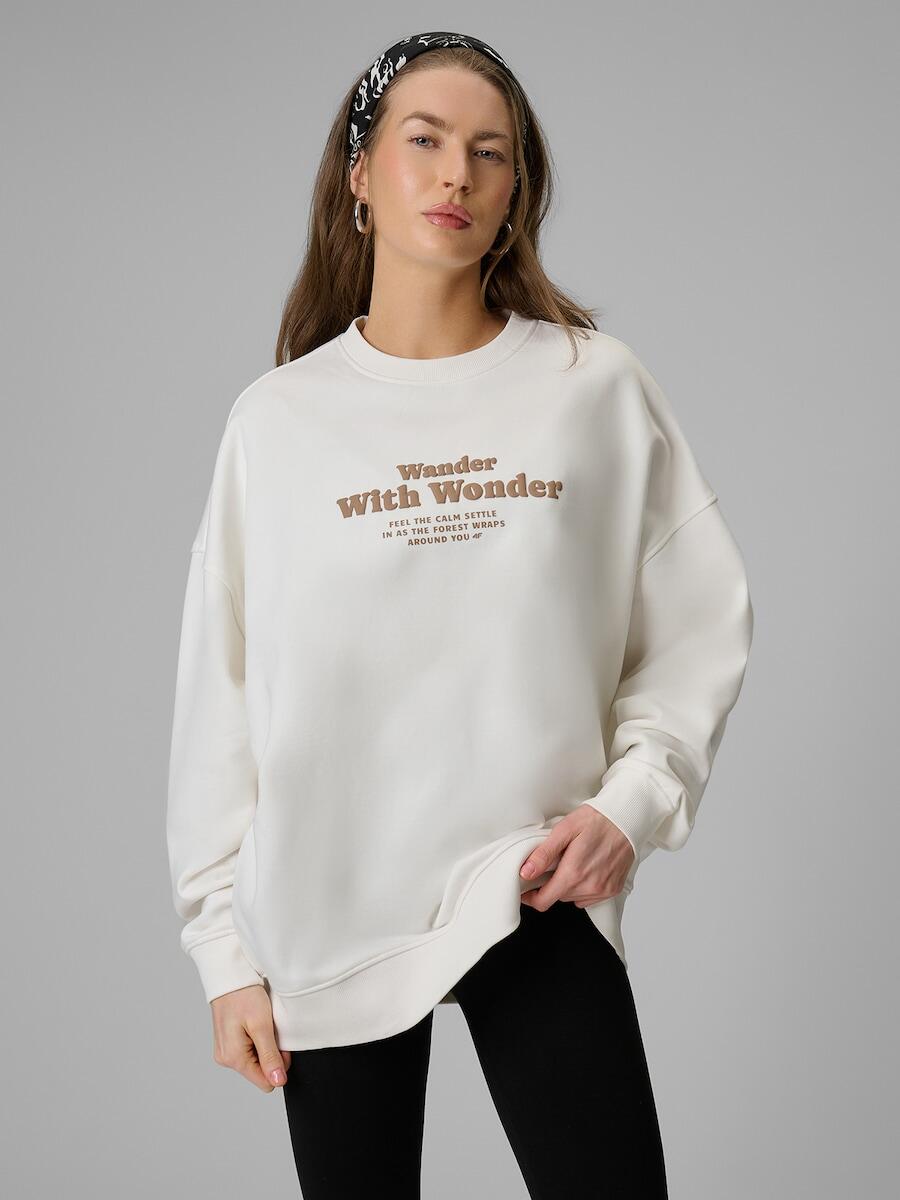 Bluza dresowa oversize bez kaptura damska 4F 4FRSS26TSWSF2993