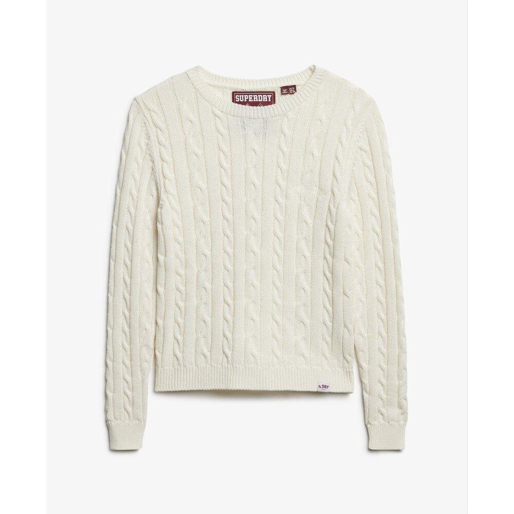 Sweter z cienkimi warkoczami, klasyczny, okrągły dekolt, damski Superdry