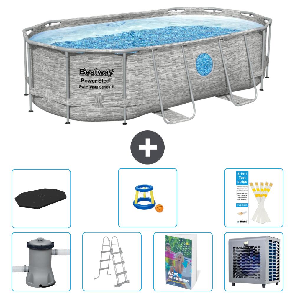 BESTWAY Basen Power Steel Owalny - 427x250x100 cm - 8-częściowy S535
