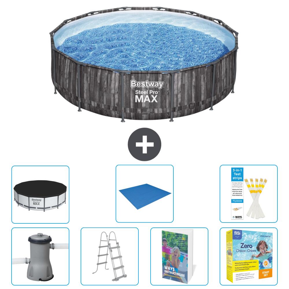 BESTWAY Basen Steel Pro MAX Okrągły - 427x107 cm - 8-częściowy S546