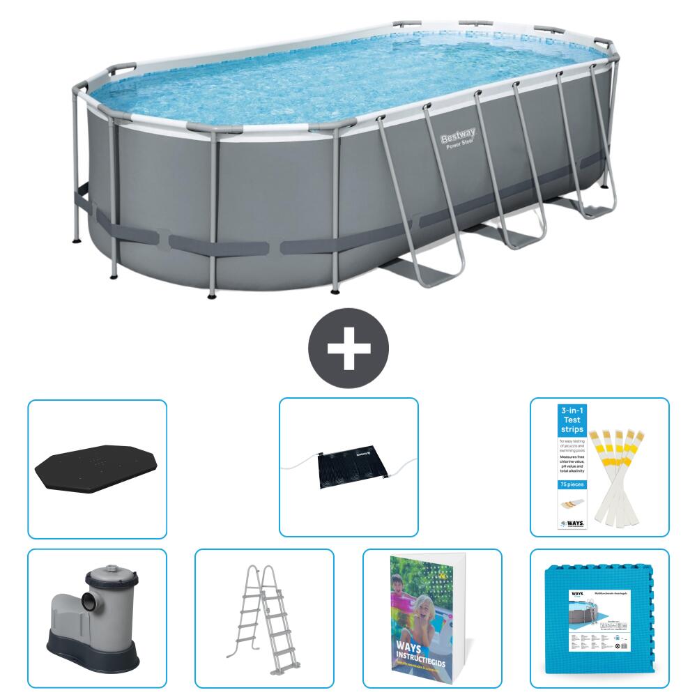BESTWAY Basen Power Steel Owalny - 549x274x122 cm - 8-częściowy S621