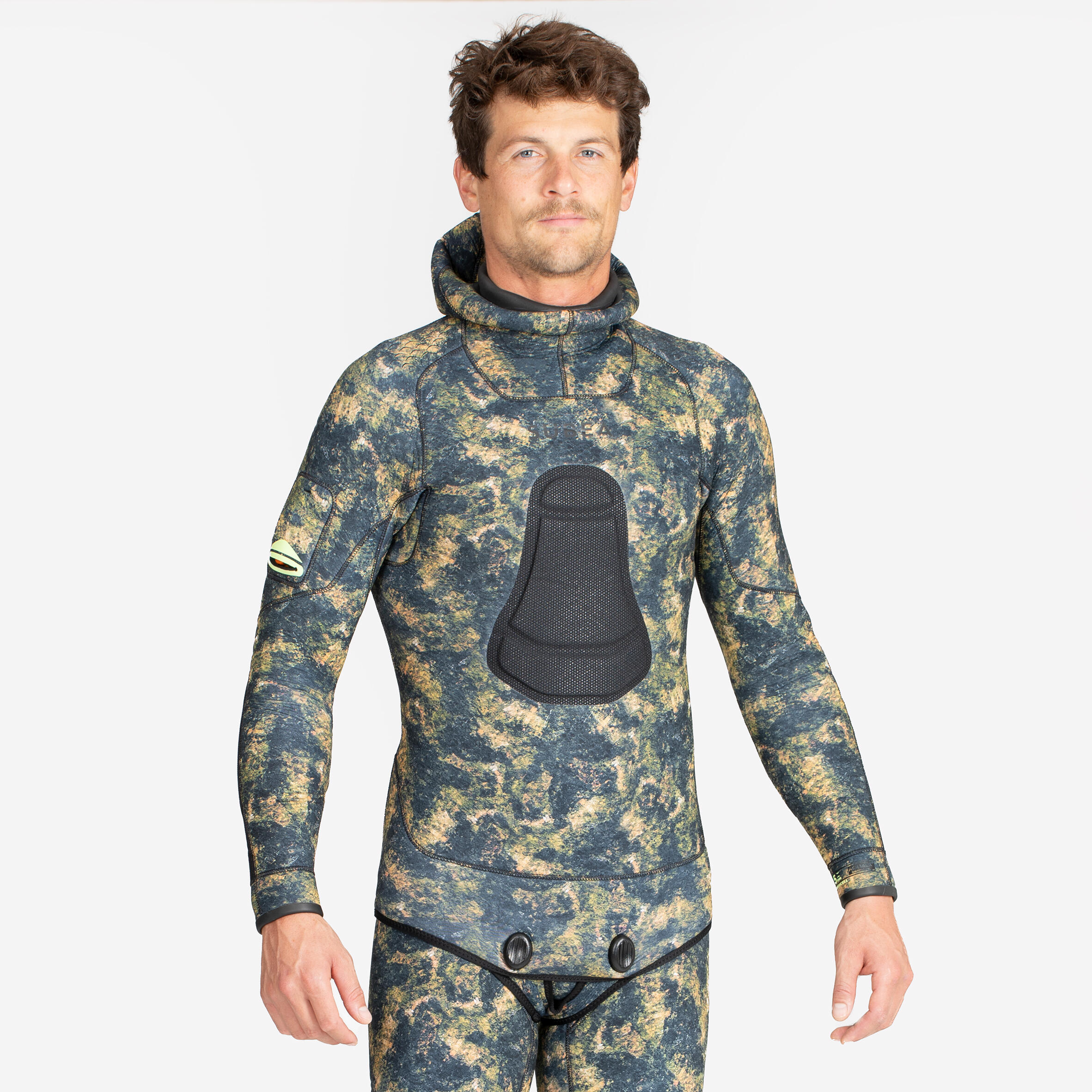 Kurtka do łowiectwa podwodnego męska Decathlon SPF 900+ camo z neoprenu 5 mm