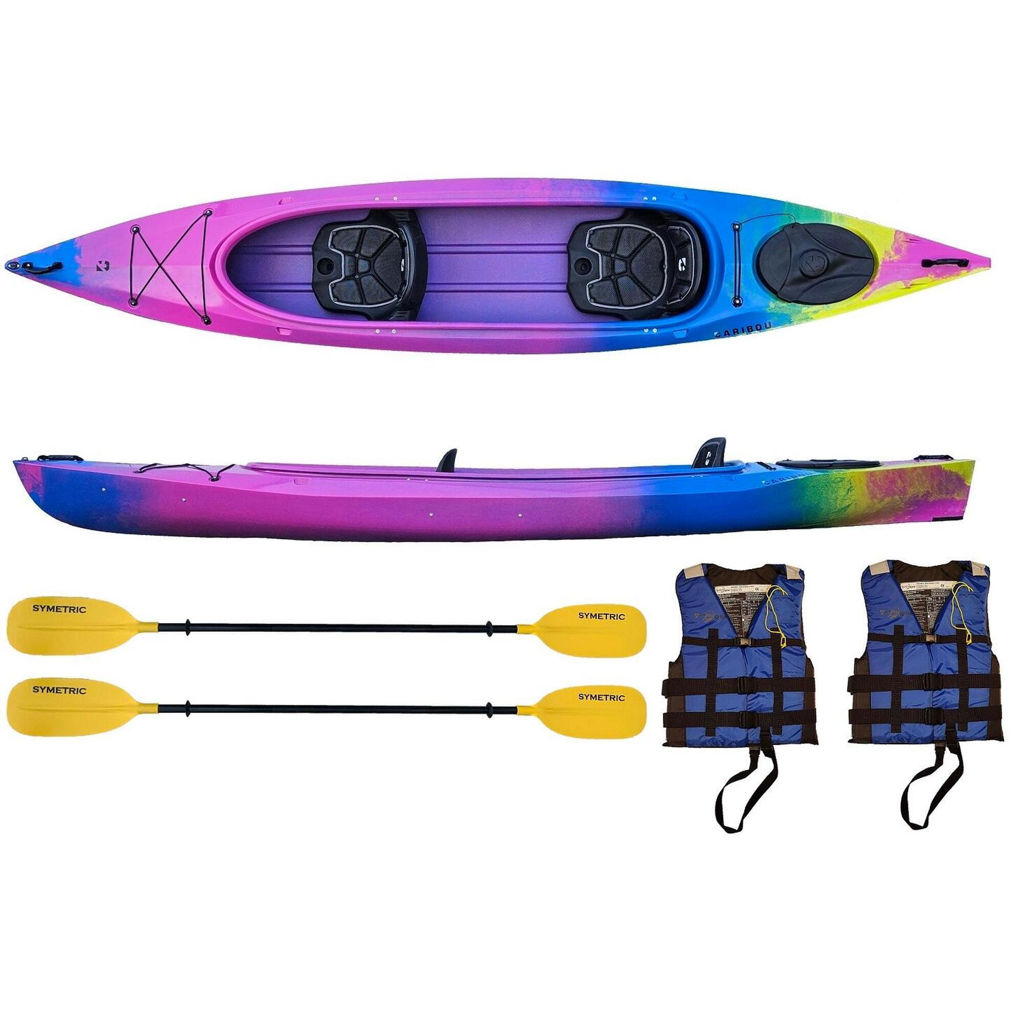 Kajak dwuosobowy do pływania Kayak Zone Caribou Adventure Lux z lukiem zestaw