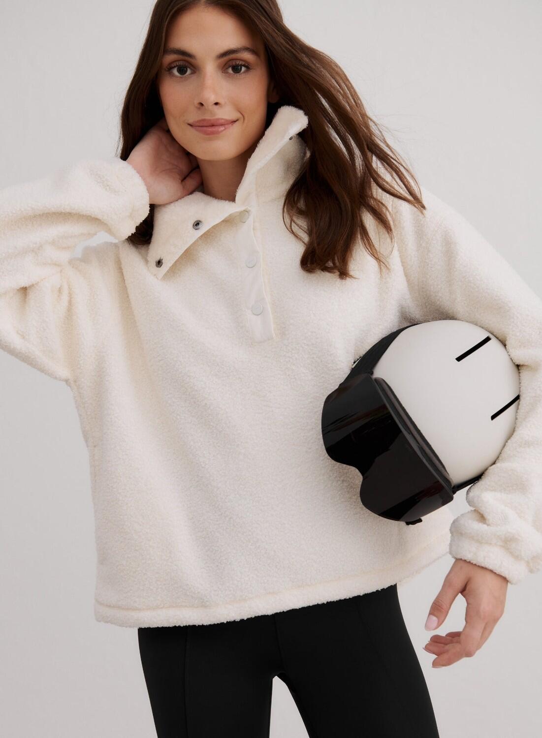 Damska bluza oddychająca z futerkową podszewką Polar Fleece Long Sleeve kremowa