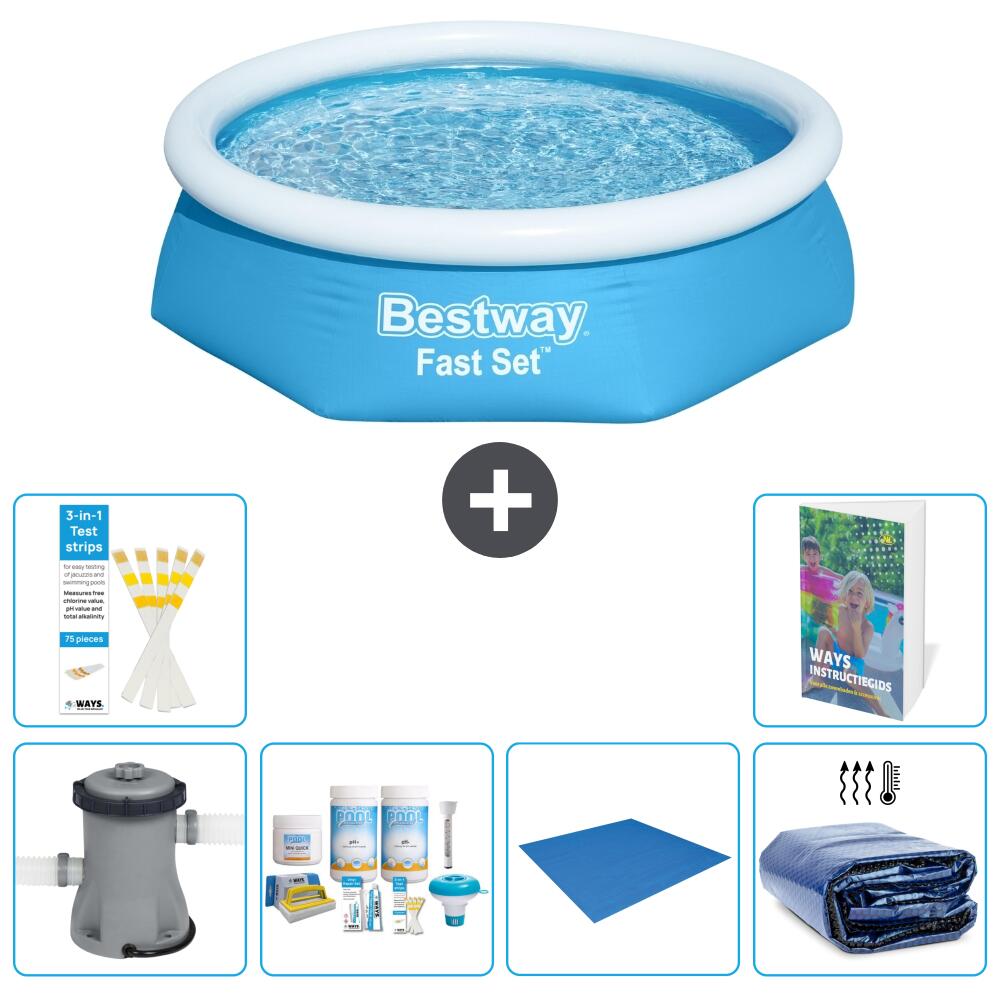 BESTWAY Basen Fast Set Okrągły - 244x61 cm - 7-częściowy S289