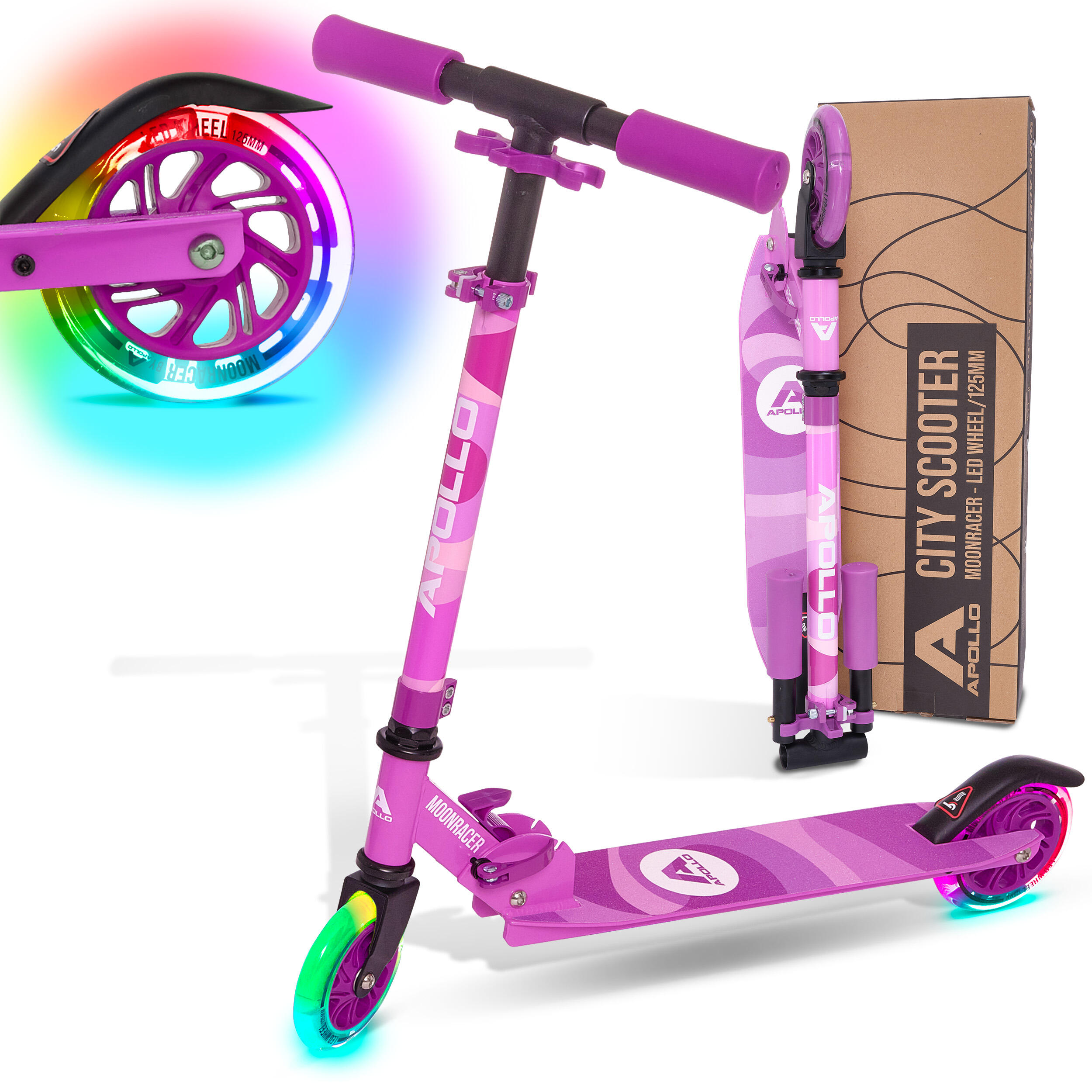 Hulajnoga Moonracer – Lekka hulajnoga miejska dla dzieci z LED i amortyzacją