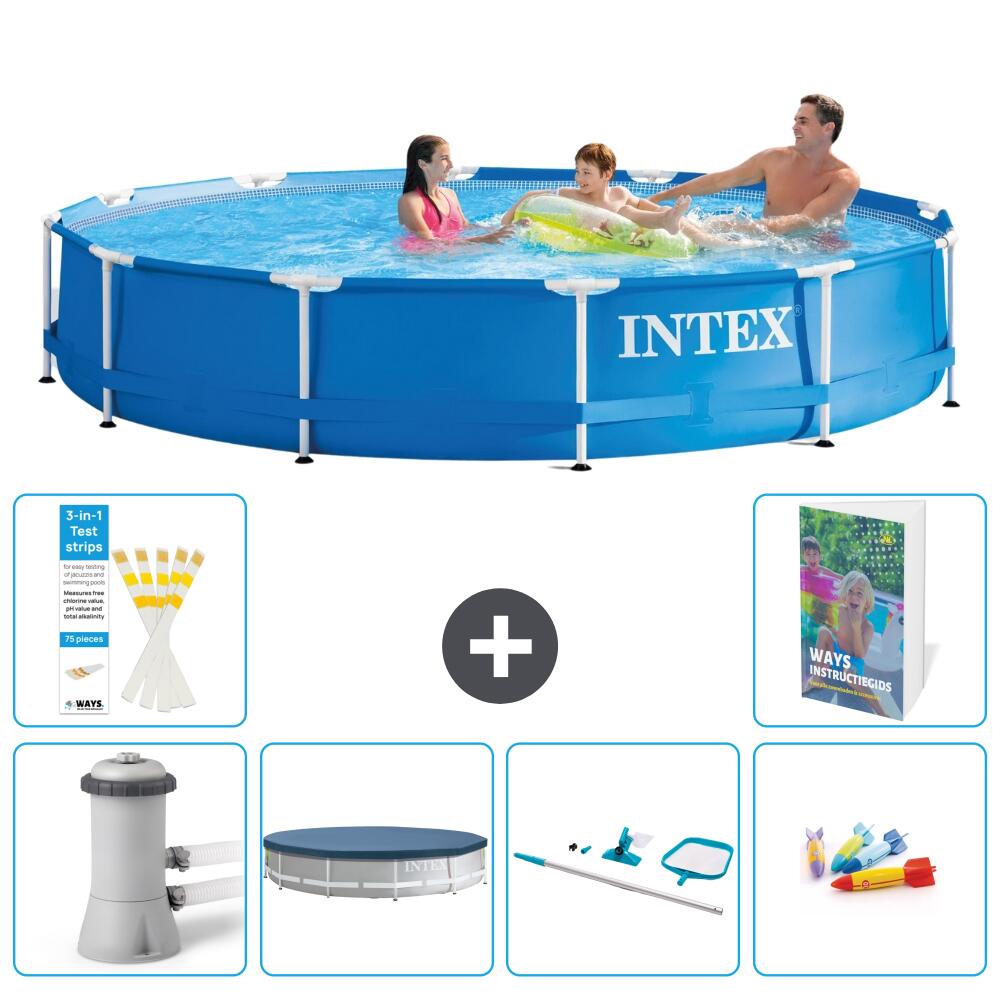 INTEX Basen ze stelażem Okrągły - 366x76 cm - 7-częściowy S299