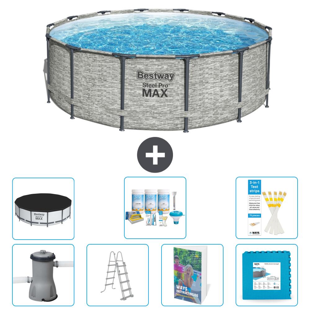 BESTWAY Basen Steel Pro MAX Okrągły - 427x122 cm - 8-częściowy S536