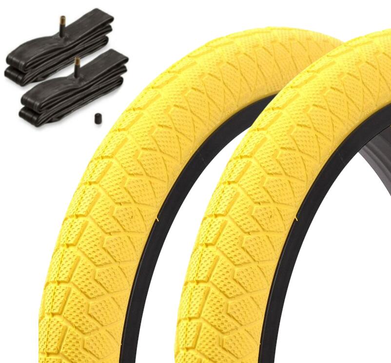 Zestaw opon BMX KENDA 20 cali x 1,95 cala żółty + dętka AV