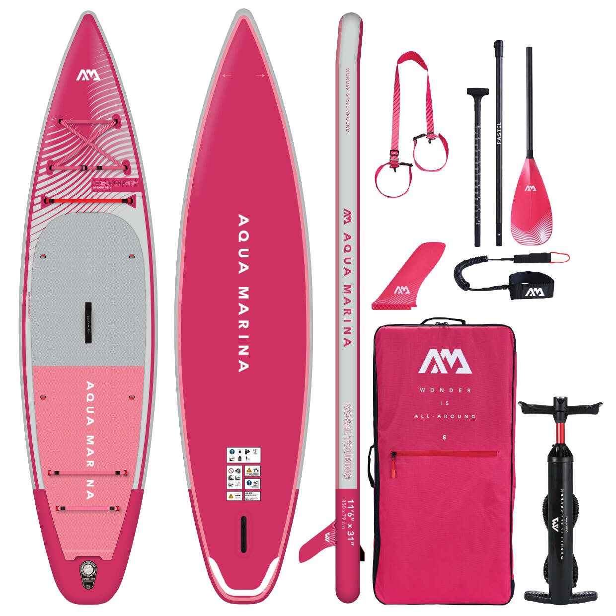Deska SUP Aqua Marina Coral Touring 11'6 BT-23CTPR (Raspberry)
